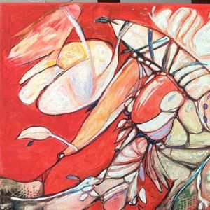 Original painting Cuevas- Title: "Useful pieces"-  20 x 10 inches